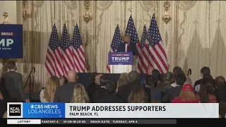 Trump addresses his supporters after not-guilty plea