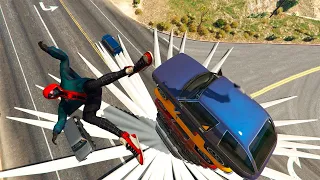 GTA V - Best Extreme Ragdolls And Fails V.37 (Miles Morales - Epic Windmills On Highway)