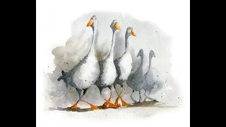 geese watercolour tutorial for beginner to intermediate level.