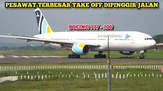 Dahsyat Suara Mesinnya !! Nonton Dari Dekat Pesawat Haji Eastern Airlines Take Off di Pinggir Jalan
