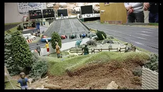 Scalextric - Early 1960's Grand Prix Cars racing on a 6 lane track