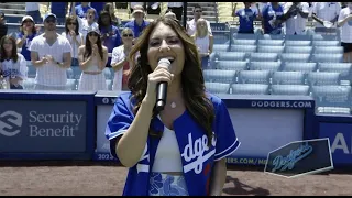 Dani Rose sings the National Anthem at Dodger Stadium