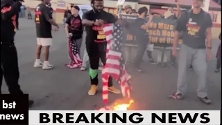 Communist revolutionaries burn American flags outside Jason Aldean concert, claiming 'America was