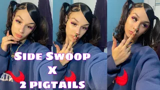 Half Up Half Down With a Swoop and 2 Pigtails Hair Tutorial