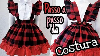 COSTURA _Salopete infantil ou saia com suspensório FACIL E RÁPIDO #costurainfantil