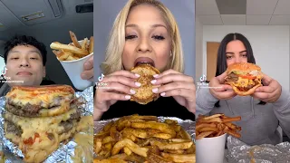 FIVE GUYS MUKBANG ASMR| TIKTOK FOOD COMPILATION |LUNA ASMR