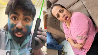 Laser shock prank on mummy