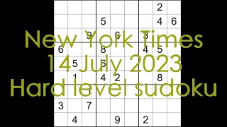 Sudoku solution – New York Times sudoku 14 July 2023 Hard level