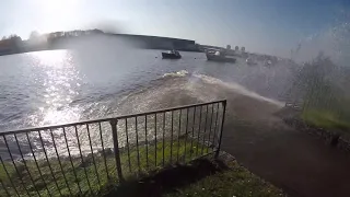 Yamaha superjet riding the wrong way trying to learn tricks on the river Tyne