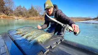 Ice Fishing A DRYING COVE For A Shore Lunch!!! - Catch, Clean, Cook