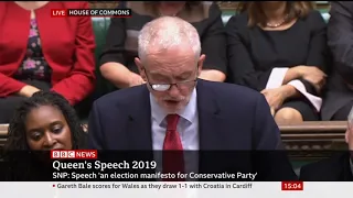 Jeremy Corbyn calls for a second referendum as he  responds to the Queen's Speech