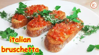 ВКУСНЕЙШАЯ БРУСКЕТТА СУПЕРЗАКУСКА Итальянский горячий бутерброд  Italian bruschetta  Вкусно! #Shorts