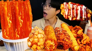 ASMR MUKBANG | TORNADO POTATOES+FRIED SKIN+WHOLE CORN+TTEOKBOKKI WOW