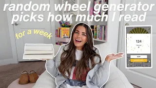 random wheel generator picks how many pages I read for a week!! *spoiler free reading vlog*