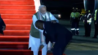 Papua New Guinea’s PM receives PM Modi at airport, seeks blessings by touching his feet