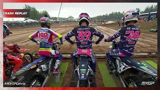 Start crash | MX2 Race 2 | MXGP of Latvia 2023