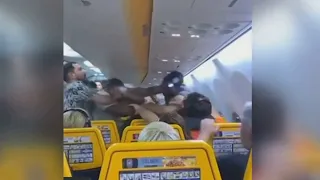 Shocking moment brawl breaks out over window seat on Ryanair flight