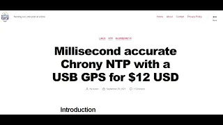 Millisecond Accurate NTP using Chrony and a USB GPS for $12 USD