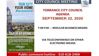 Torrance City Council Meeting - September 22, 2020