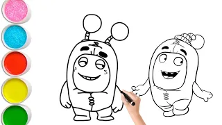 How to draw Oddbods Slick, Newt for Kids & toddlers | Easy Oddbods Drawing, coloring, Satisfying art