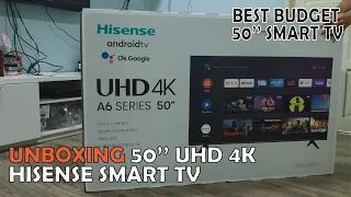UNBOXING BEST 50'' BUDGET SMART TV HISENSE | FIRST LOOK AND SETUP