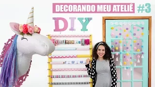 DECORANDO MEU ATELIÊ #3: DIY CABEÇA DE UNICÓRNIO, ORGANIZADOR DE FITAS/PAPEIS, CORTINA DE POMPOM e +