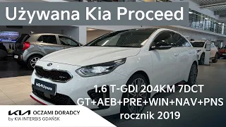 UŻYWANA Kia Proceed GT 2019 [1.6 T-GDI 204KM 7DCT] wersja GT+PRE+AEB+WIN+NAV+PNS | Deluxe White | 4K