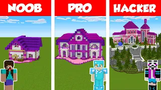 Minecraft NOOB vs PRO vs HACKER: BARBIE HOUSE BUILD CHALLENGE in Minecraft / Animation