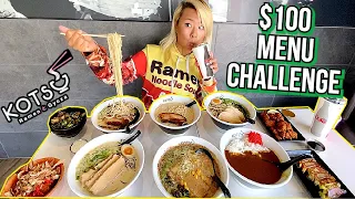 $100 RAMEN MENU CHALLENGE!!! Kotsu Ramen in La Cañada Flintridge, CA #RainaisCrazy