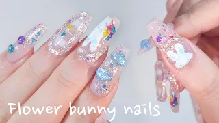 Rabbit on a flower outing🐰🌸 Nail art ASMR / Gel extensions / Pretty nails