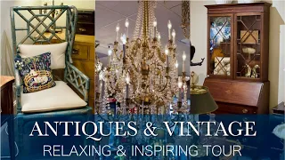 Antiques Vintage Luxury Interior Design Shop Walking Tour! Fine Furniture Home Decor 2024 Relaxing