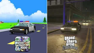 Dude Theft Wars vs GTA San Andreas Police Wanted Level Comparison !!! 🤔🤔🤔