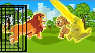 POOR BABY GODZILLA & BABY KONG VS Hard Simba - LIFE Sad Story But Happy Ending - Animation Cartoon!!