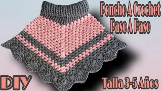 Poncho con cuello tortuga a crochet talla de 3-5 años *Paso A Paso*