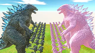 Color Godzilla War - Growing Legendary Godzilla 2014 VS Pink Godzilla - Animal Battle Simulator