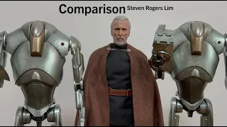 Hot Toys Comparison Super Battle Droids B2s MMS682 and Count Dooku MMS496 Star Wars 1:6 Scale Figure