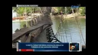 Saksi: 10 bata, sugatan nang mahulog mula sa tumagilid na hanging bridge