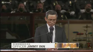 Phaly Inn, father of Jimmy Inn speaks at his son's funeral service