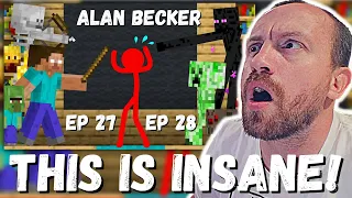 MONSTER SCHOOL & THE RAID! Alan Becker - Animation vs. Minecraft Shorts Ep 27 & 28 (REACTION!)