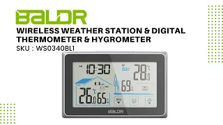 BALDR Wireless Indoor/Outdoor Thermometer & Hygrometer - Touch Screen Digital Weather Station
