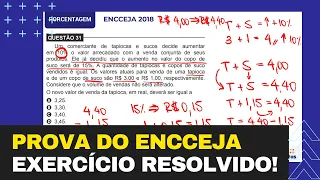 EXERCÍCIO RESOLVIDO DO ENCCEJA (PORCENTAGEM E REGRA DE 3) - Prof. Rod