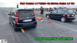 Fiat Panda 1.4 Turbo vs Skoda Fabia 1.9 TDI drag racing 1/4 mile 🚦🚗 - 4K UHD