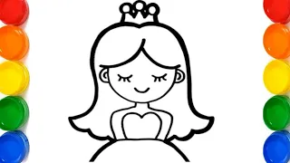 How to draw Princess, Girls dress & Ring Bell 🔔 for kids* Cute Painting & Colouring for Toodlers*