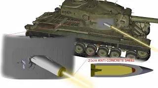 21cm GW Tiger vs T30 Heavy | Anti concrete shell | Armor Penetration Simulation