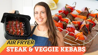 Air Fryer Marinated Steak and Veggie Kebabs - Cooking with Cosori