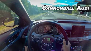 26 hours 29 Minutes Cannonball Car - 2017 Audi S8 Plus POV (Binaural Audio)