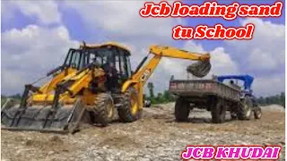 Final Finishing - JCB Backhoe Loader - Widening Hilly School Road - Jcb loading sand tu School