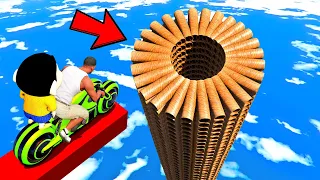 SHINCHAN AND FRANKLIN TRIED THE IMPOSSIBLE MULTIPLE CIRCULAR PIPES TUNNEL PARKOUR CHALLENGE GTA 5