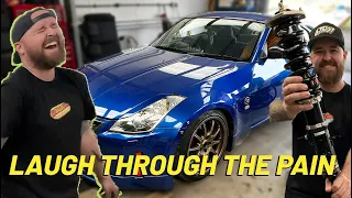 CHEAP NISSAN 350Z BUILD PART 2 - BC COILOVERS & TRUE COILOVER CONVERSION !