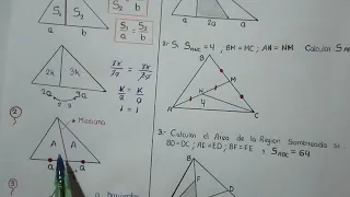 Relación entre áreas triangulares D